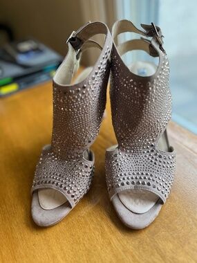 Stylish studded suede heels